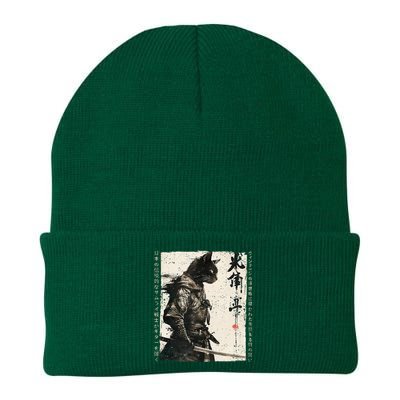 Samurai Cat Warrior Ukiyo Ink Artwork Cat Samurai Knit Cap Winter Beanie