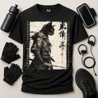 Samurai Cat Warrior Ukiyo Ink Artwork Cat Samurai Performance Shirt