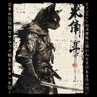 Samurai Cat Warrior Ukiyo Ink Artwork Cat Samurai Flatbill Hat