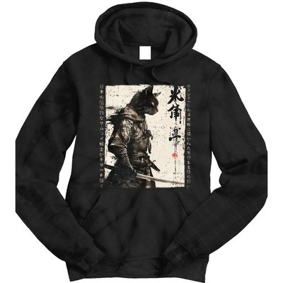 Samurai Cat Warrior Ukiyo Ink Artwork Cat Samurai Tie Dye Hoodie