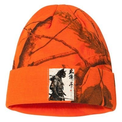 Samurai Cat Warrior Ukiyo Ink Artwork Cat Samurai Kati Licensed 12" Camo Beanie