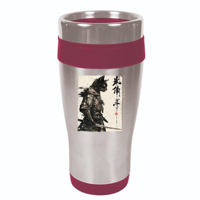 Samurai Cat Warrior Ukiyo Ink Artwork Cat Samurai 16oz Travel Tumbler