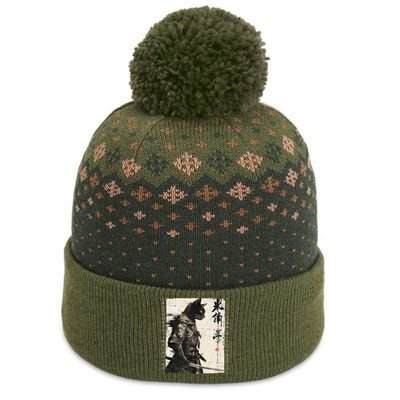 Samurai Cat Warrior Ukiyo Ink Artwork Cat Samurai The Baniff Cuffed Pom Beanie