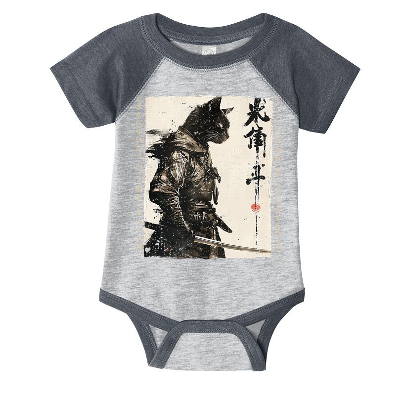 Samurai Cat Warrior Ukiyo Ink Artwork Cat Samurai Infant Baby Jersey Bodysuit