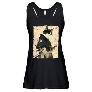 Samurai Cat Warrior Ukiyo Ink Artwork Cat Samurai Ladies Essential Flowy Tank