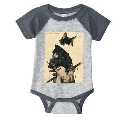 Samurai Cat Warrior Ukiyo Ink Artwork Cat Samurai Infant Baby Jersey Bodysuit