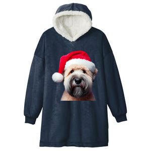 Soft Coated Wheaten Terrier With Santa Hat Christmas Dog Mom Meaningful Gift Hooded Wearable Blanket