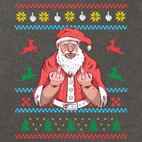 Santa Claus With Middle Finger Funny Ugly Christmas Gift Cotton Canvas Backpack