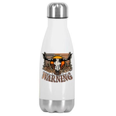 Should've Come With A Warning Retro Western Cow Skull Cow Stainless Steel Insulated Water Bottle