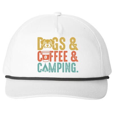 Summer Camping With Dogs And Coffee Snapback Five-Panel Rope Hat