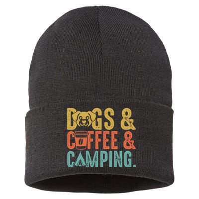 Summer Camping With Dogs And Coffee Sustainable Knit Beanie