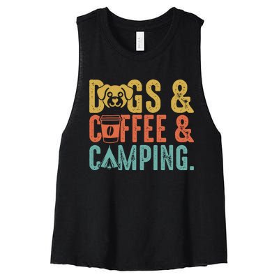 Summer Camping With Dogs And Coffee Women's Racerback Cropped Tank