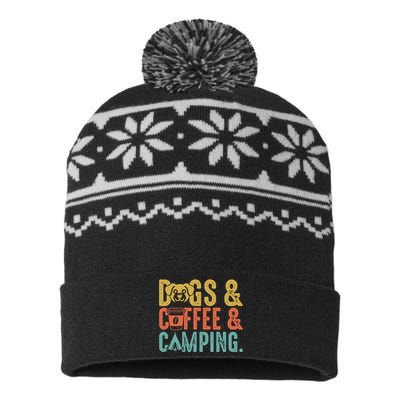 Summer Camping With Dogs And Coffee USA-Made Snowflake Beanie