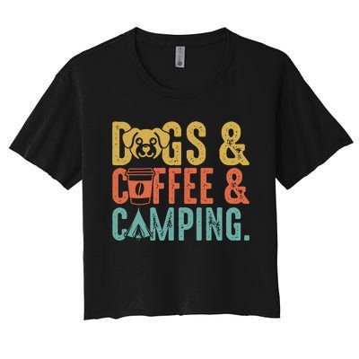 Summer Camping With Dogs And Coffee Women's Crop Top Tee