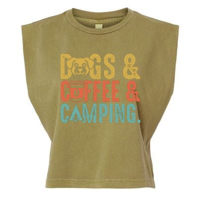 Summer Camping With Dogs And Coffee Garment-Dyed Women's Muscle Tee