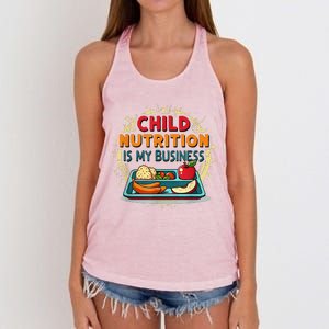 School Cafeteria Worker Lunch Lady Food Tray Child Nutrition Women's Knotted Racerback Tank