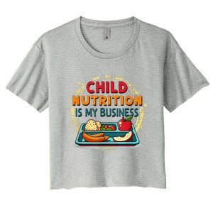 School Cafeteria Worker Lunch Lady Food Tray Child Nutrition Women's Crop Top Tee