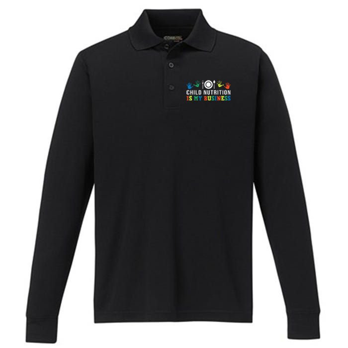 School Cafeteria Worker Lunch Lady Child Nutrition Is My Performance Long Sleeve Polo