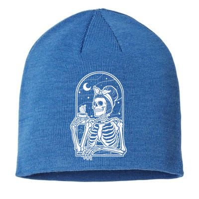 Skeleton Coffee With Messy Hair Design Gift Sustainable Beanie