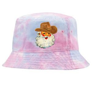 Santa Cowboy Western Christmas Xmas Holiday Pajamas Tie-Dyed Bucket Hat