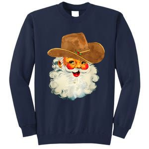 Santa Cowboy Western Christmas Xmas Holiday Pajamas Tall Sweatshirt