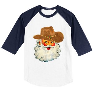 Santa Cowboy Western Christmas Xmas Holiday Pajamas Baseball Sleeve Shirt