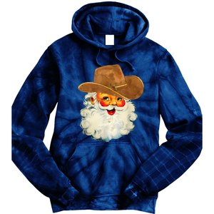 Santa Cowboy Western Christmas Xmas Holiday Pajamas Tie Dye Hoodie