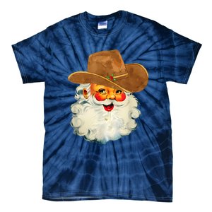 Santa Cowboy Western Christmas Xmas Holiday Pajamas Tie-Dye T-Shirt