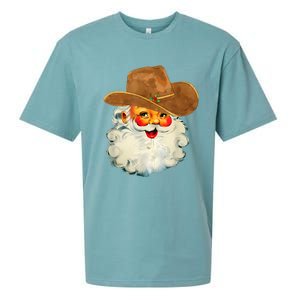 Santa Cowboy Western Christmas Xmas Holiday Pajamas Sueded Cloud Jersey T-Shirt