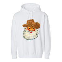 Santa Cowboy Western Christmas Xmas Holiday Pajamas Garment-Dyed Fleece Hoodie