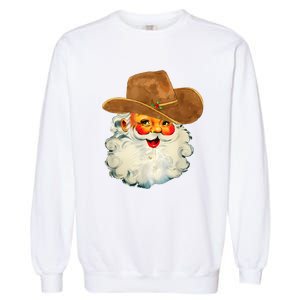 Santa Cowboy Western Christmas Xmas Holiday Pajamas Garment-Dyed Sweatshirt