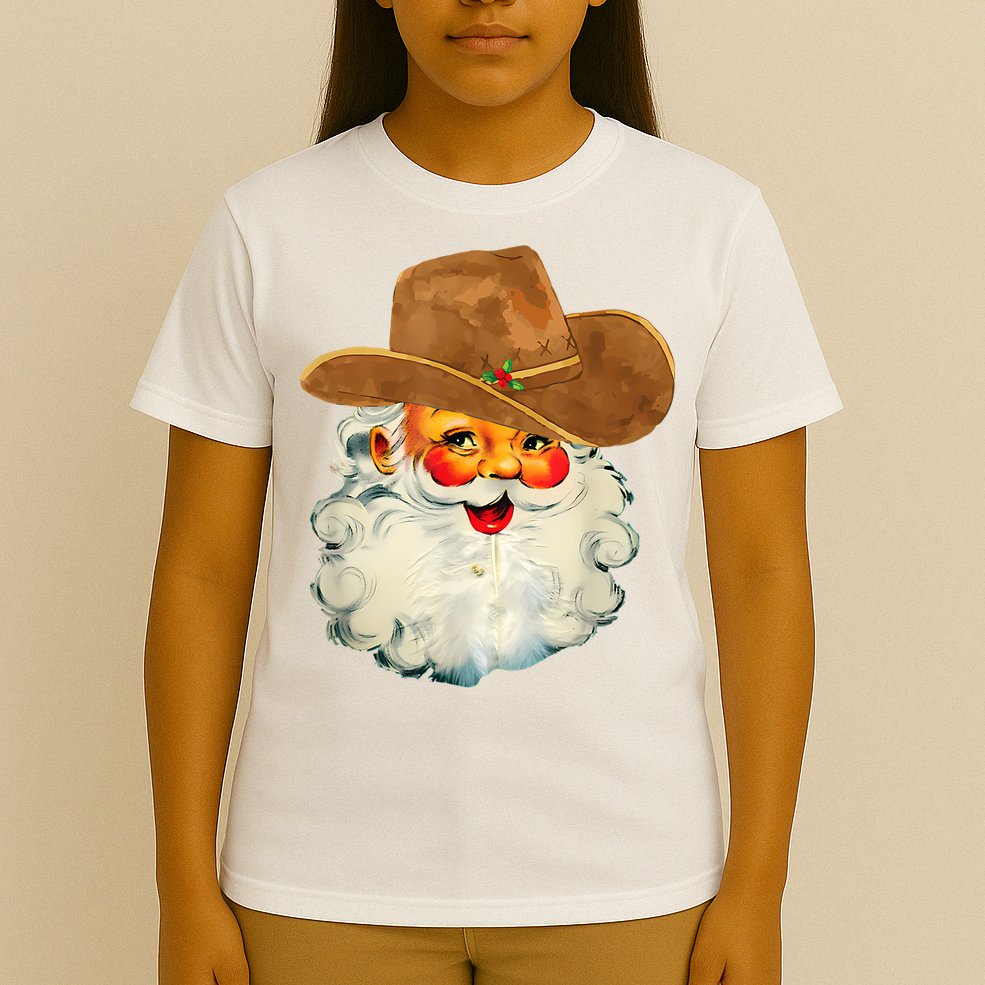 Santa Cowboy Western Christmas Xmas Holiday Pajamas T-Shirt