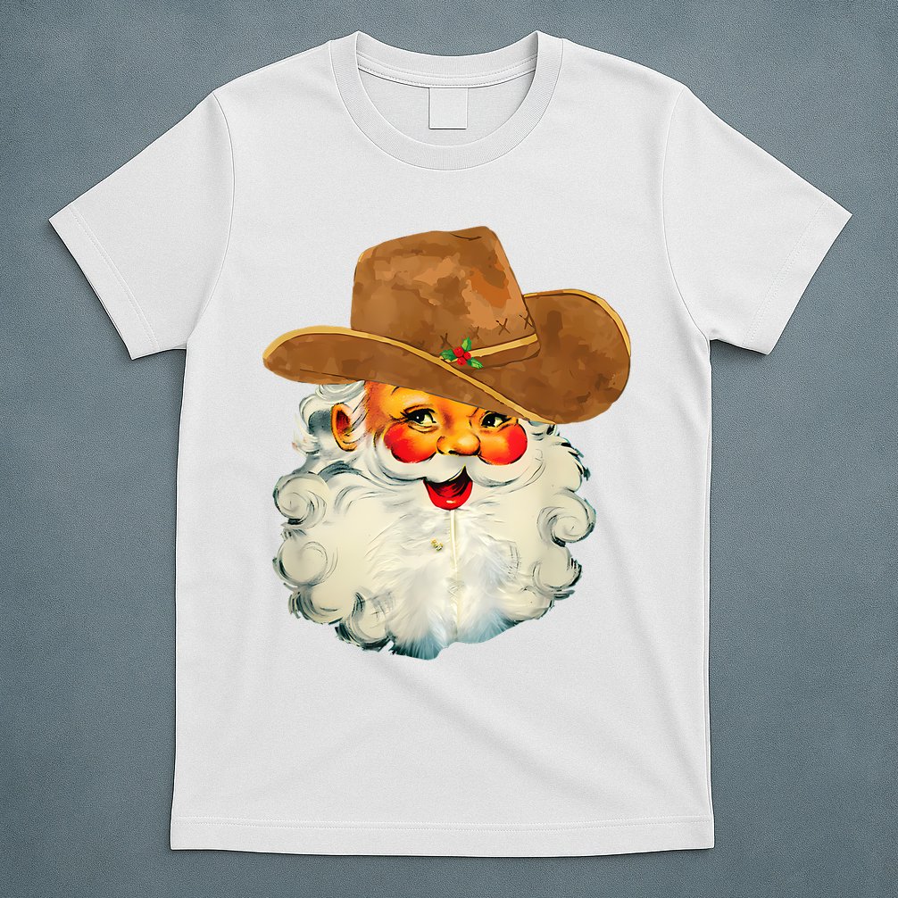 Santa Cowboy Western Christmas Xmas Holiday Pajamas T-Shirt