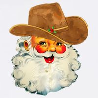 Santa Cowboy Western Christmas Xmas Holiday Pajamas V-Neck T-Shirt