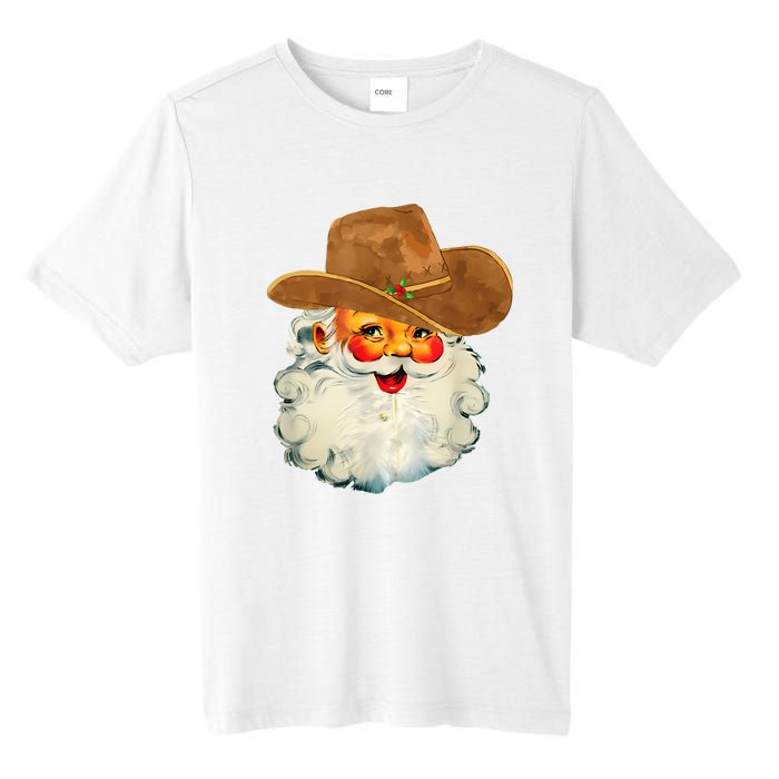 Santa Cowboy Western Christmas Xmas Holiday Pajamas Tall Fusion ChromaSoft Performance T-Shirt