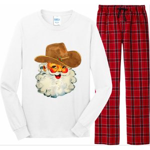 Santa Cowboy Western Christmas Xmas Holiday Pajamas Long Sleeve Pajama Set