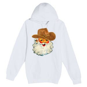 Santa Cowboy Western Christmas Xmas Holiday Pajamas Premium Pullover Hoodie