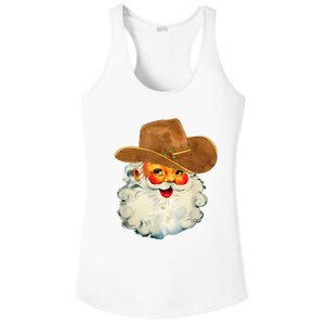 Santa Cowboy Western Christmas Xmas Holiday Pajamas Ladies PosiCharge Competitor Racerback Tank