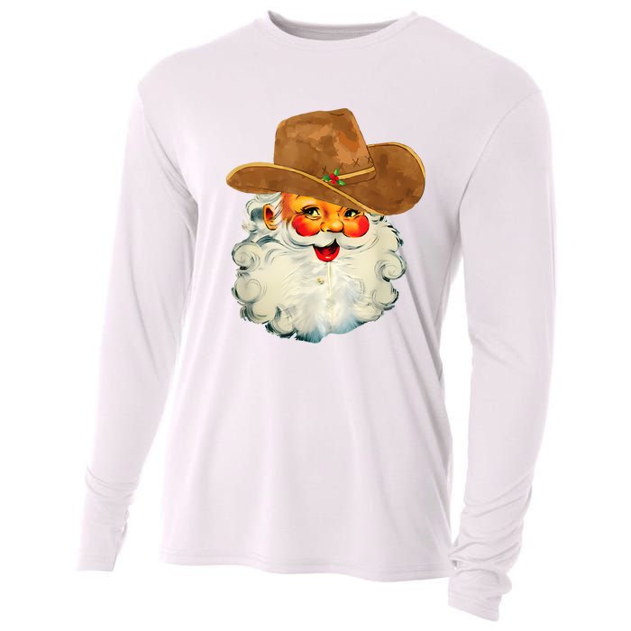 Santa Cowboy Western Christmas Xmas Holiday Pajamas Cooling Performance Long Sleeve Crew