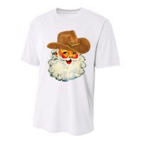 Santa Cowboy Western Christmas Xmas Holiday Pajamas Performance Sprint T-Shirt