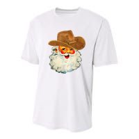 Santa Cowboy Western Christmas Xmas Holiday Pajamas Youth Performance Sprint T-Shirt