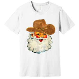 Santa Cowboy Western Christmas Xmas Holiday Pajamas Premium T-Shirt