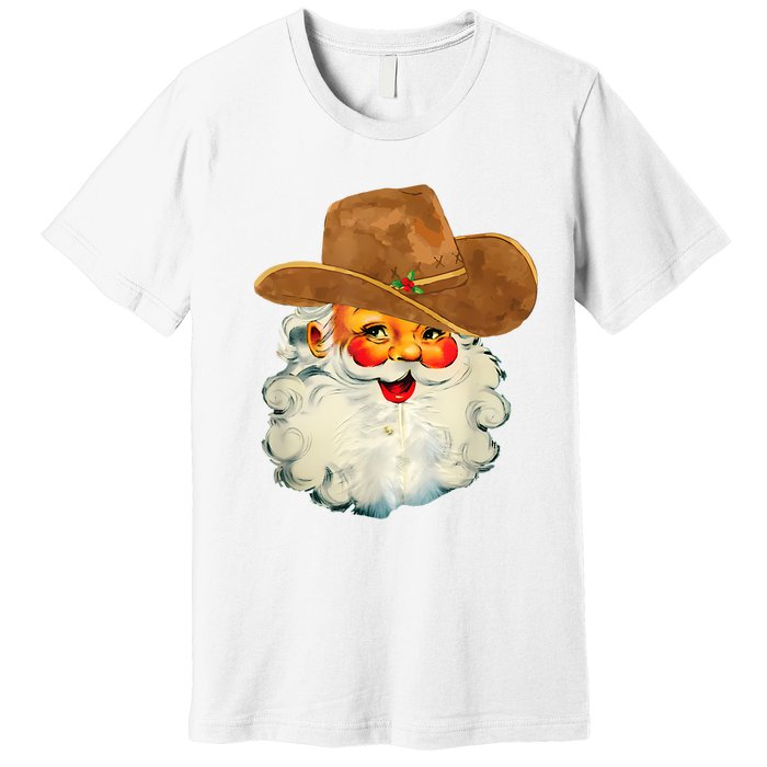 Santa Cowboy Western Christmas Xmas Holiday Pajamas Premium T-Shirt