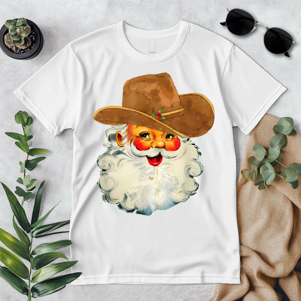 Santa Cowboy Western Christmas Xmas Holiday Pajamas Premium T-Shirt