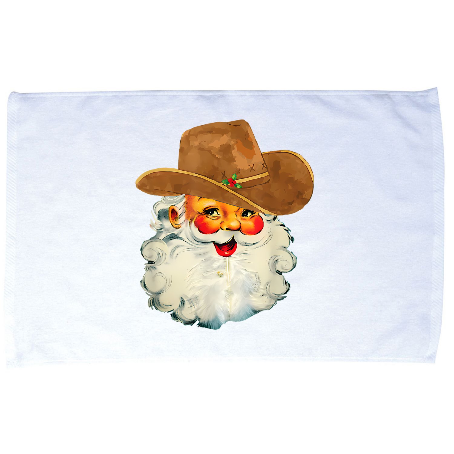 Santa Cowboy Western Christmas Xmas Holiday Pajamas Microfiber Hand Towel