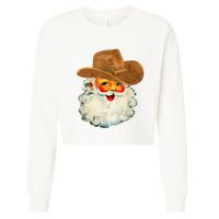 Santa Cowboy Western Christmas Xmas Holiday Pajamas Cropped Pullover Crew