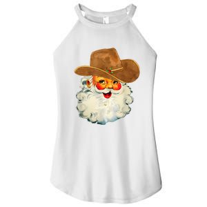 Santa Cowboy Western Christmas Xmas Holiday Pajamas Women's Perfect Tri Rocker Tank