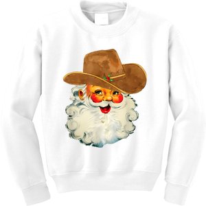 Santa Cowboy Western Christmas Xmas Holiday Pajamas Kids Sweatshirt