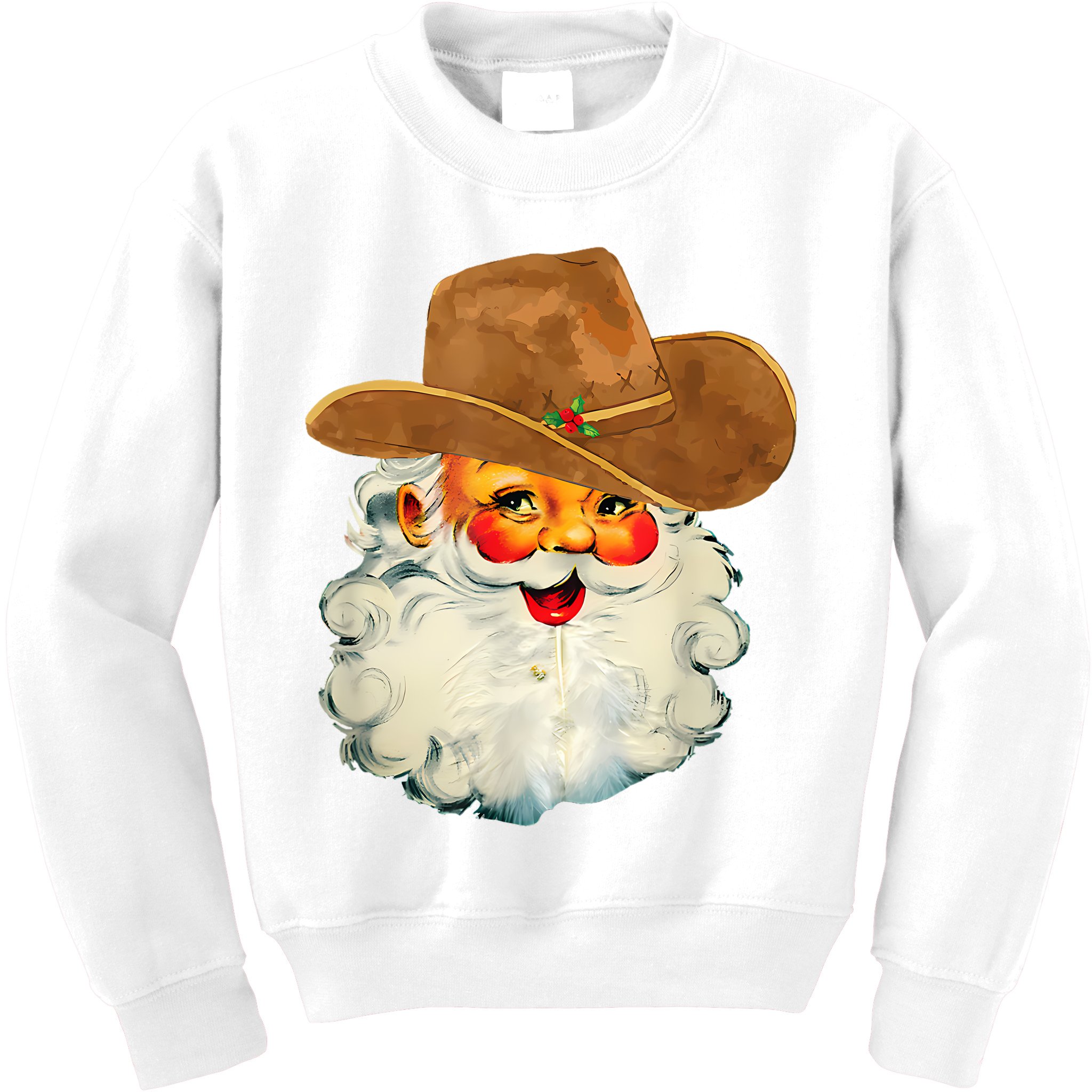 Santa Cowboy Western Christmas Xmas Holiday Pajamas Kids Sweatshirt