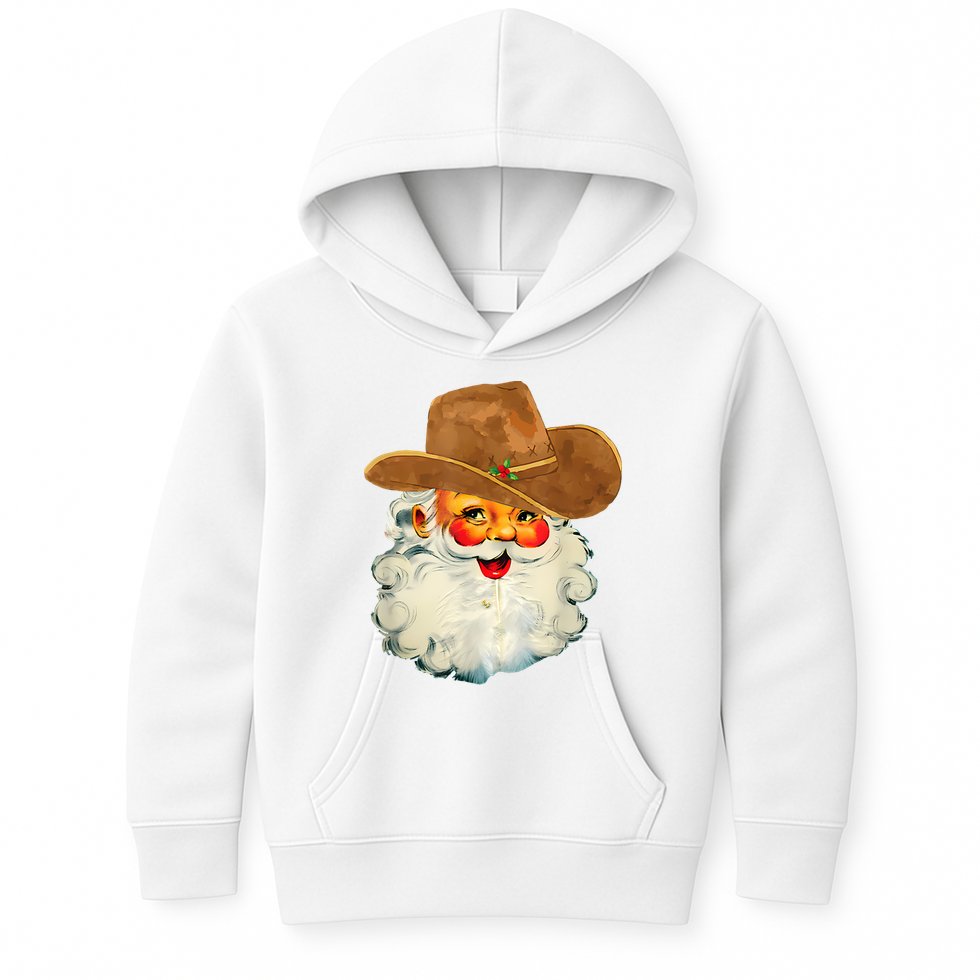 Santa Cowboy Western Christmas Xmas Holiday Pajamas Kids Hoodie